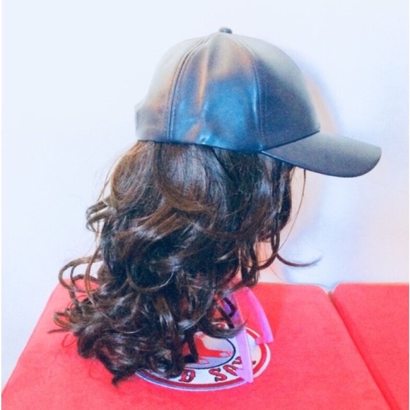 Bundle 2 HATS! 2 Navy blue faux leather adjustable baseball caps/ trucker/ Dad - Picture 3 of 16